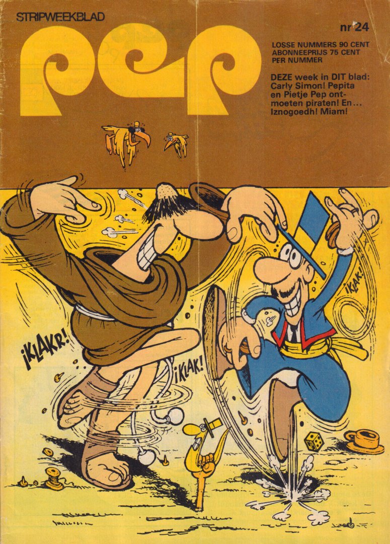 Diverse auteurs - PEP 1973 nr. 24, stripweekblad, 15 juni met o.a. DIVERSE STRIPS  (LUCKY LUKE/BLUEBERRY/KRAAIENHOVE/RIK RINGERS/ LUC ORIENT/ KUIFJE)/CARLY SIMON (1 p.)/ZORRY KID (COVER)/STRIP HELL'S ANGELS (KNUT ANDERSEN),  goede staat