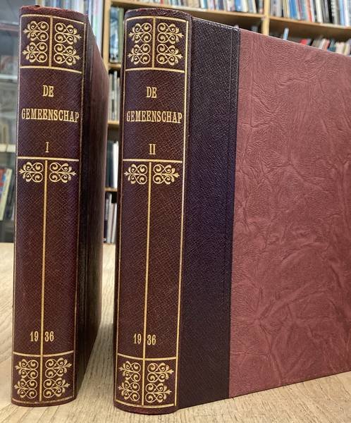 GEMEENSCHAP, DE., BOURBON, LOUIS DE., COOLEN, ANTOON., DUINKERKEN, ANTON VAN., ENGELMAN, JAN., OOSTEN, A.J.D. VAN., GIJSEN, MARNIX. & VERCAMMEN, JAN. - De Gemeenschap. Jaargang 12, 1936. Maandblad onder redactie van Mr. Louis de Bourbon, Antoon Coolen, Anton van Duinkerken, Jan Engelman, Marnix Gijsen, A.J.D. van Oosten en Jan Vercammen.  [Gebonden in twee banden]
