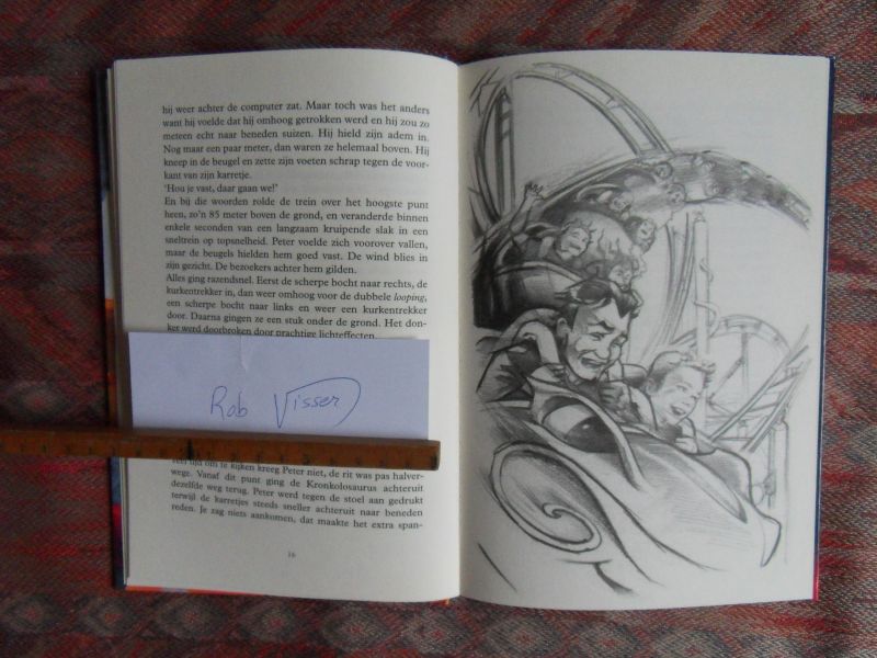 Visser, Rob. [ ! incl. door schrijver GESIGNEERDE boekenlegger over dit boek "Virus" ]. - Virus. --- 1e druk, 2005. Gebonden in fraaie geillustreerde band. In prakt. nieuwst. Geen naam ingeschr. en geen onderstrepingen of vlekken. Voor jongeren van 10+. 88 pp.