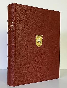 GELDER, H.E. van - 's-Gravenhage in zeven eeuwen. Geïllustreerd met een kaart en 88 afbeeldingen. (Nr. 2 van 50 luxe-exemplaren in marokijn, met opdracht van de schrijver aan zijn vrouw).