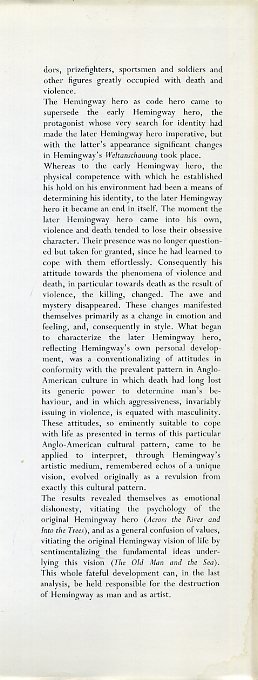 Bakker, J. - Ernest Hemingway. The Artist as Man of Action.