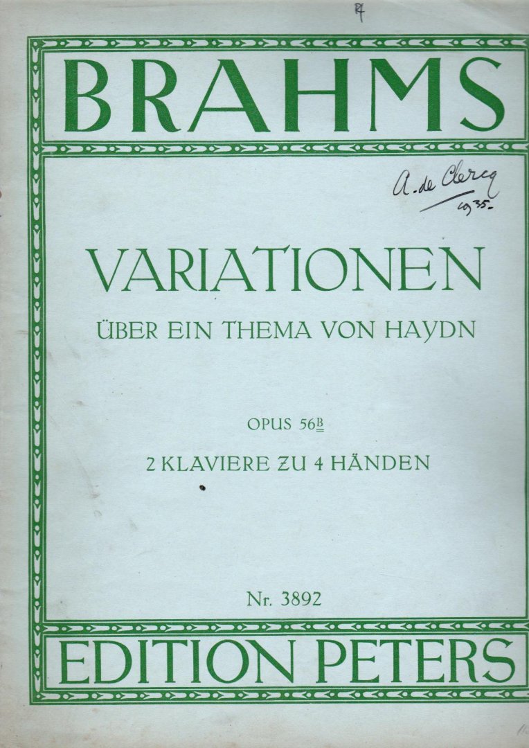 Brahms Johan - Variationen Uber ein thema von Haydn opus 56b 2 klavieren 4 handen