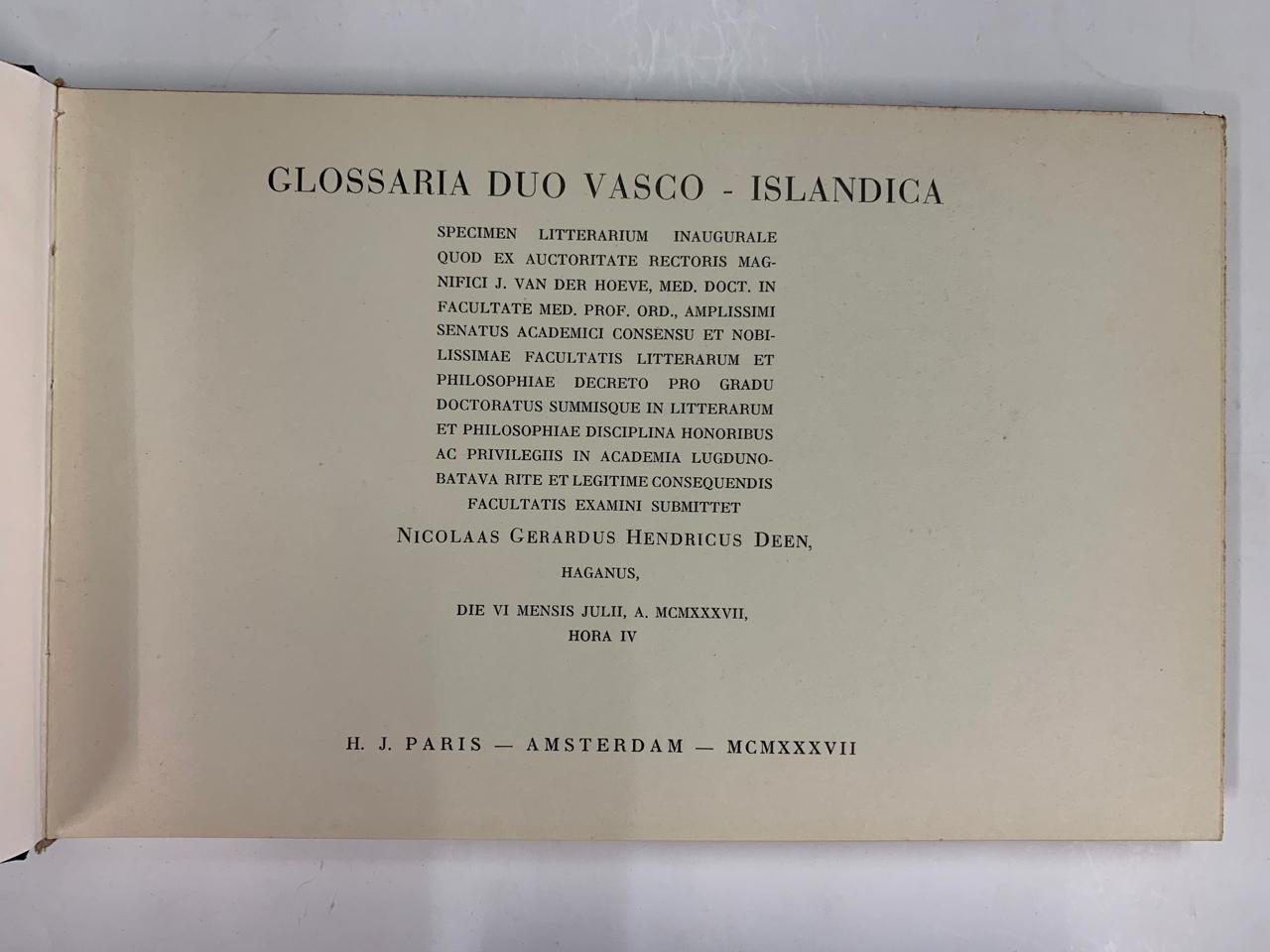 N.G.H. Deen - Glossaria duo Vasco - Islandica