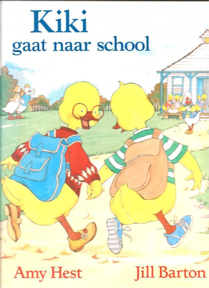 Hest, Amy met paginagrote illustraties in kleur van Jill Barton - Kiki gaat naar school / Oorspronkelijke titel: Off to School, Baby Duck / Vertaling: L.H. Niskos