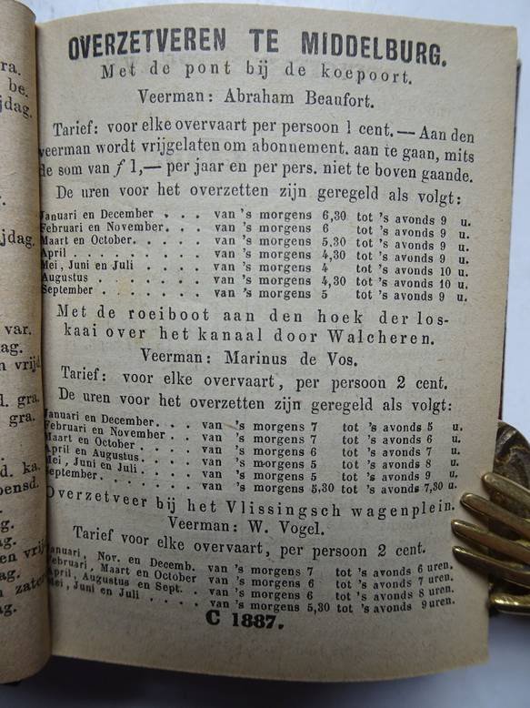No author. - Middelburgsche almanak, naar den nieuwen stijl, voor het jaar onzes Heeren Jesu Christi 1887. Voorzien met alle de Zeeuwsche jaar- paarden- beesten- en leermarkten, alsmede het op- en ondergaan van de zon en maan.