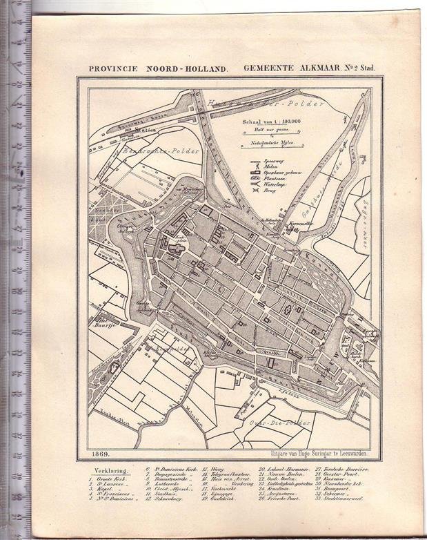 Kuyper Jacob. - Alkmaar stad  Map Kuyper Gemeente atlas van Noord Holland