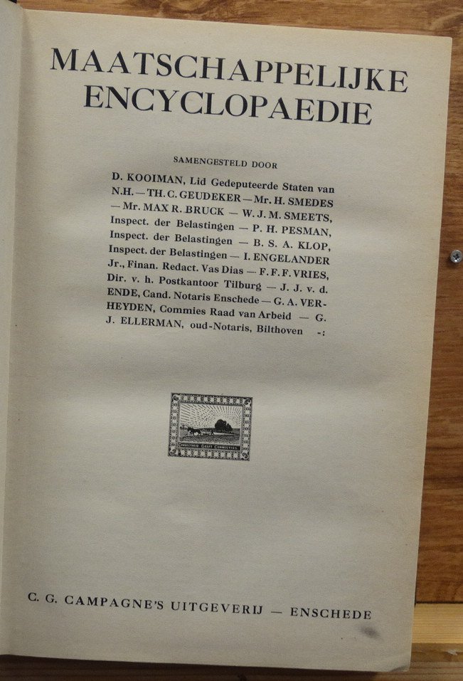 Kooiman, D. - Geudeker, Th. C. - Smeets, M. e.a. - maatschappelijke encyclopaedie