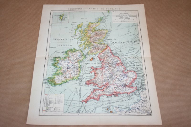  - Oude kaart - Groot-Brittannië en Ierland  - circa 1905