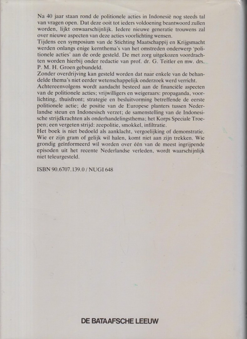 Teitler en drs P.M.H. Groen, Onder redactie van prof. dr G. - Politionele acties - Foto's en afbeeldingen. Kaart van Java afgebeeld op de voorste en achterste schutbladen.