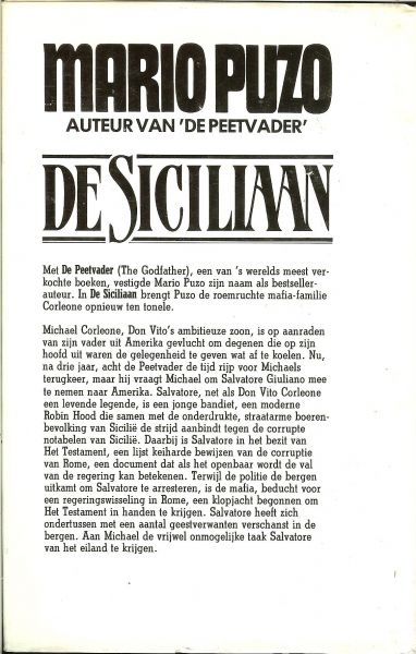 Puzo, Mario .. Vertaling : Bert Mebius .. Omslag : Studio Myosotis - De Siciliaan