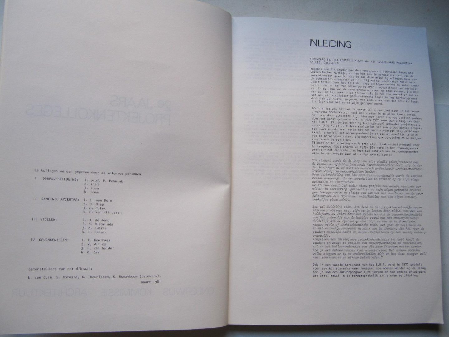 L. van Duin e.a. - Ontwerpprojektenkollege - 2e jaars