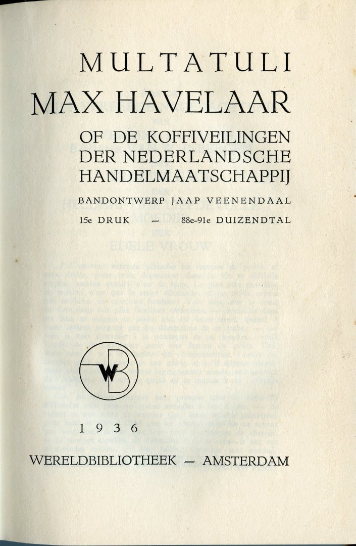 Multatuli - Max Havelaar of de koffiveilingen der Nederlandsche Handelmaatschappij