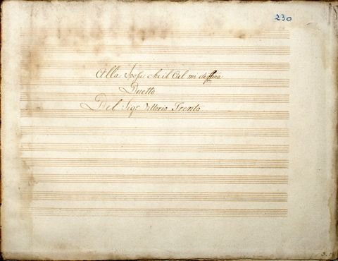 Trento, Vittorio: - [Kopistenhandschrift, ca. 1805?] Alla sposa che il ciel mi deffina / Duetto / Del Sigr. Vittorio Trento