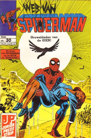 Junior Press - Web van Spiderman 030, De Dood Komt van Boven, geniete softcover, zeer goede staat