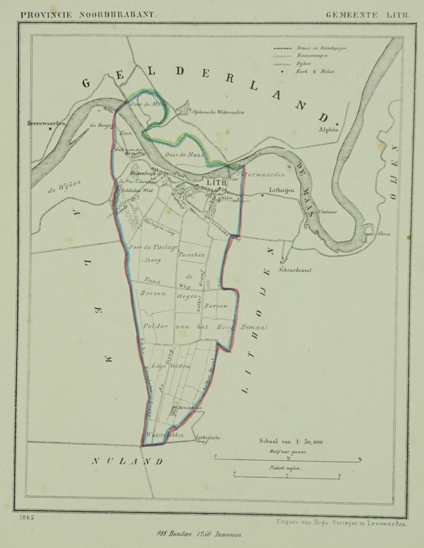 Kuyper, J. - Gemeentekaart Gemeente Lith - Kuyperkaartje - 1865