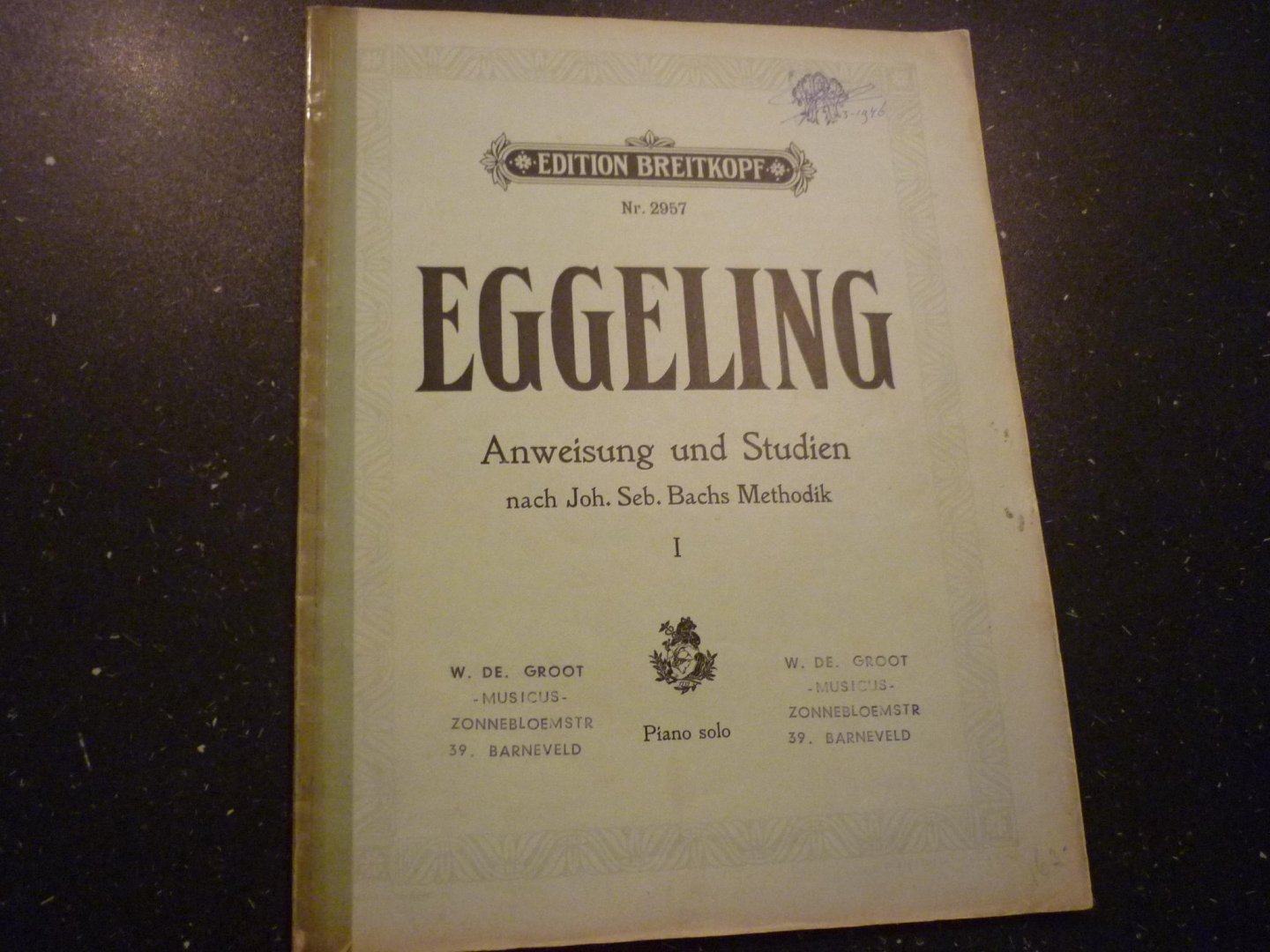 Eggeling; Eduard - Anweisung und Studien zur Ausbildung klavierspiel im Klavierspiel nach der Methode J. S. Bach's - Heft 1