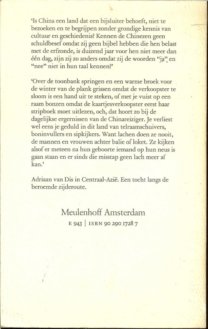 Dis, A. van  Grafische vormgeving Zeno - Een barbaar in China  Een reis door Centraal Azie