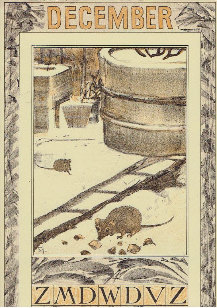 HOYTEMA, Theo van [HOIJTEMA] - Kalenderblad T. v. Hoytema - [muizen] - december  - kalenderjaar 1910.