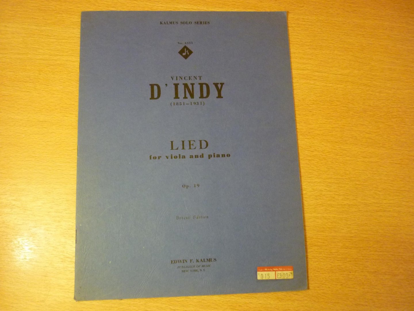 d’Indy; Vincent (1851-1931) - Lied for viola and piano; Opus 19; Urtext Edition