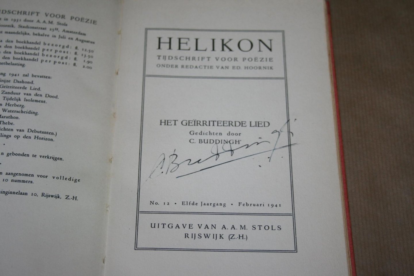 C. Buddingh - Het geïrriteerde lied   (Gesigneerd exemplaar)