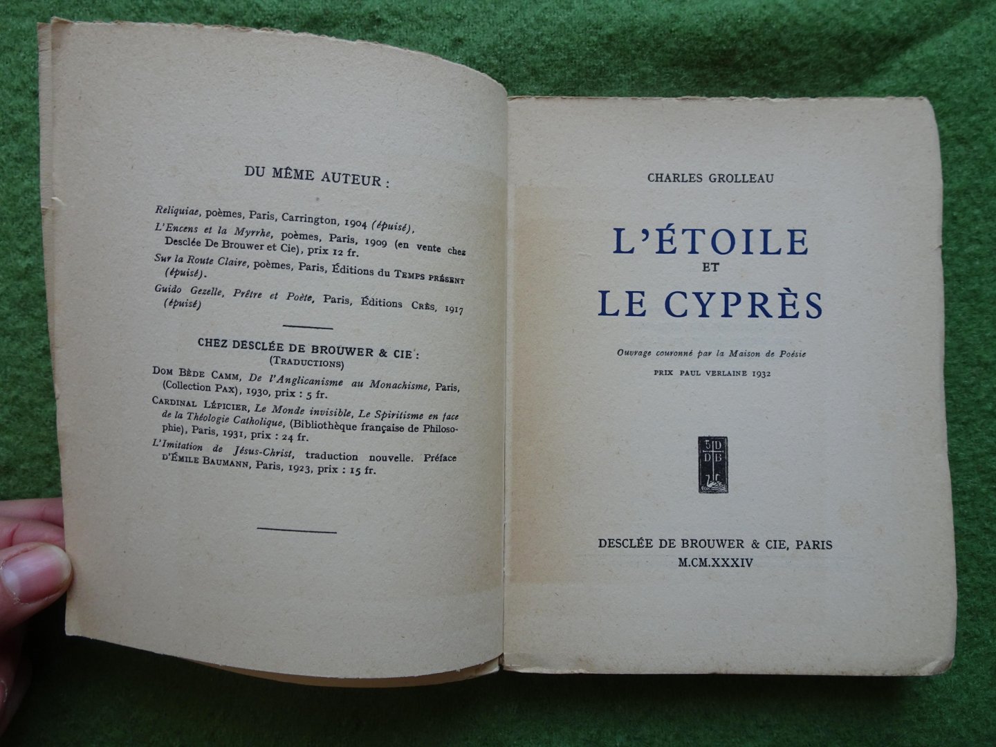 Grolleau, Charles - L'ÉTOILE et LE CYPRÈS