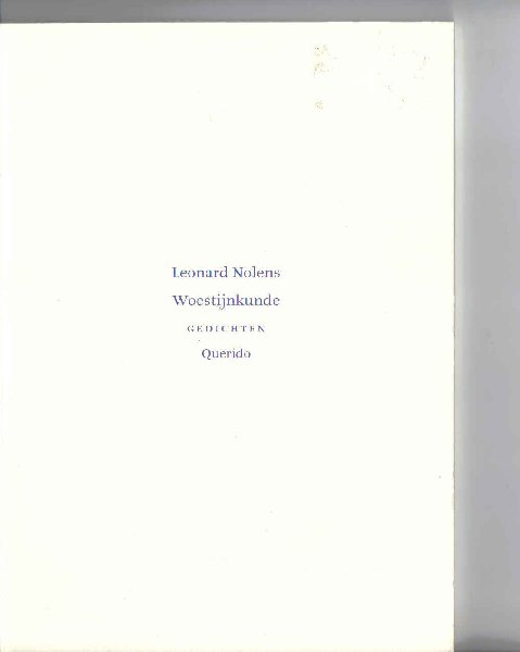 Nolens, Leonard - Woestijnkunde