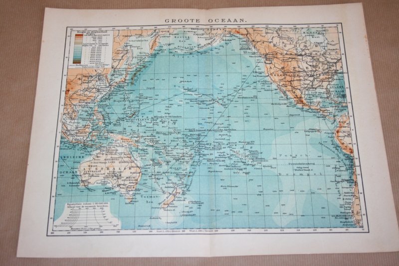  - Oude kaart - Grote of Stille Oceaan  - circa 1905
