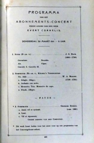 Concertgebouworkest: - [Concertgebouw Amsterdam. Programma 1910/1911] Naamlooze Vennootschap "Het Concertgebouw". Geïllustreerd programma (Serie A) der concerten seizoen 1910-1911