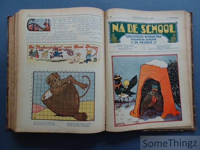 A.L. Smits (red.) / Daan Hoeksema (ills.) - Na de school: geïllustreerd weekblad voor Vlaamsche jongens en meisjes. 4e jaargang, 1928.