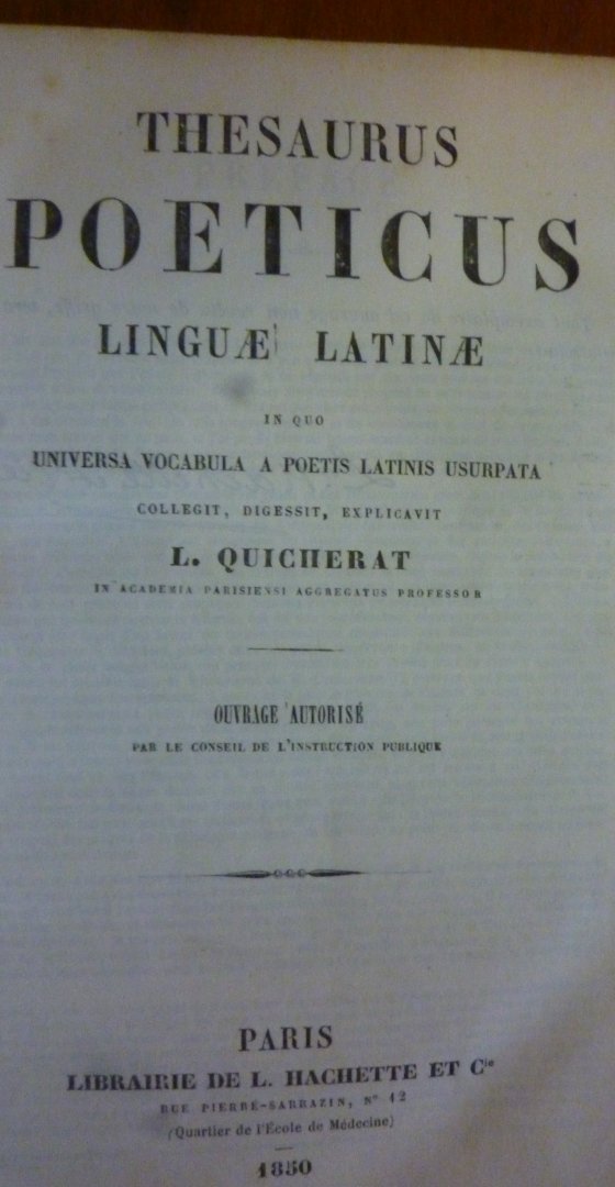 Quicherat - Thesaurus Poeticus   Linguae Latinae