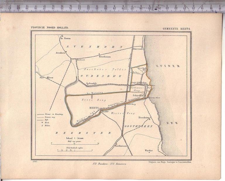 Kuyper Jacob. - Beets.  Map Kuyper Gemeente atlas van Noord Holland