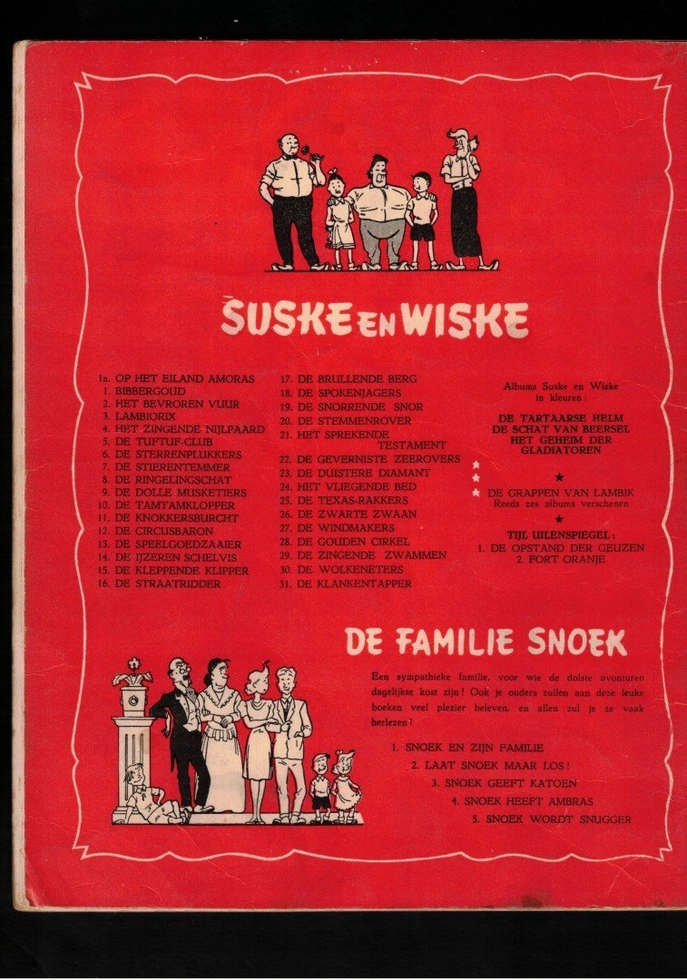 Vandersteen, Willy - Suske en Wiskeno. 19: de snorrende snor  Hollandse ongekleurde serie MATLA stripcat. SUSKE 5:19