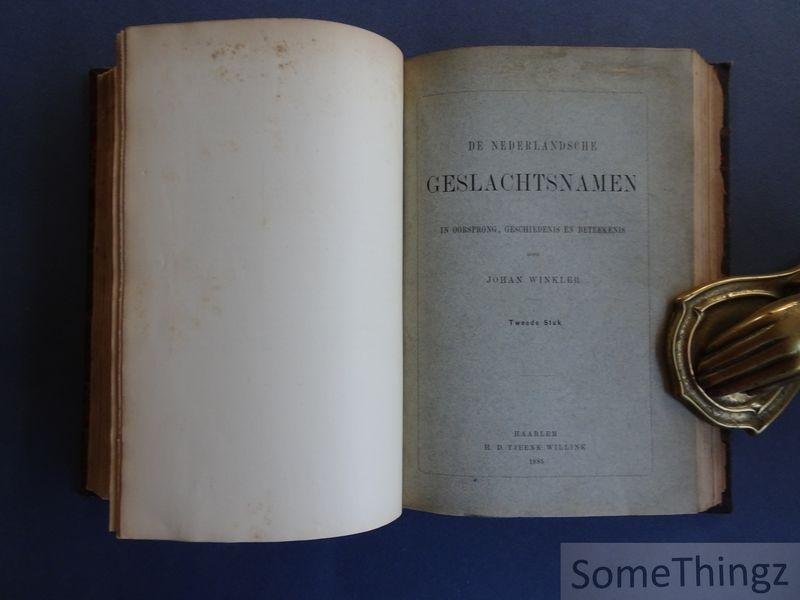 Winkler, Johan. - De Nederlandsche geslachtsnamen in oorsprong, geschiedenis en beteekenis. Eerste en tweede stuk.