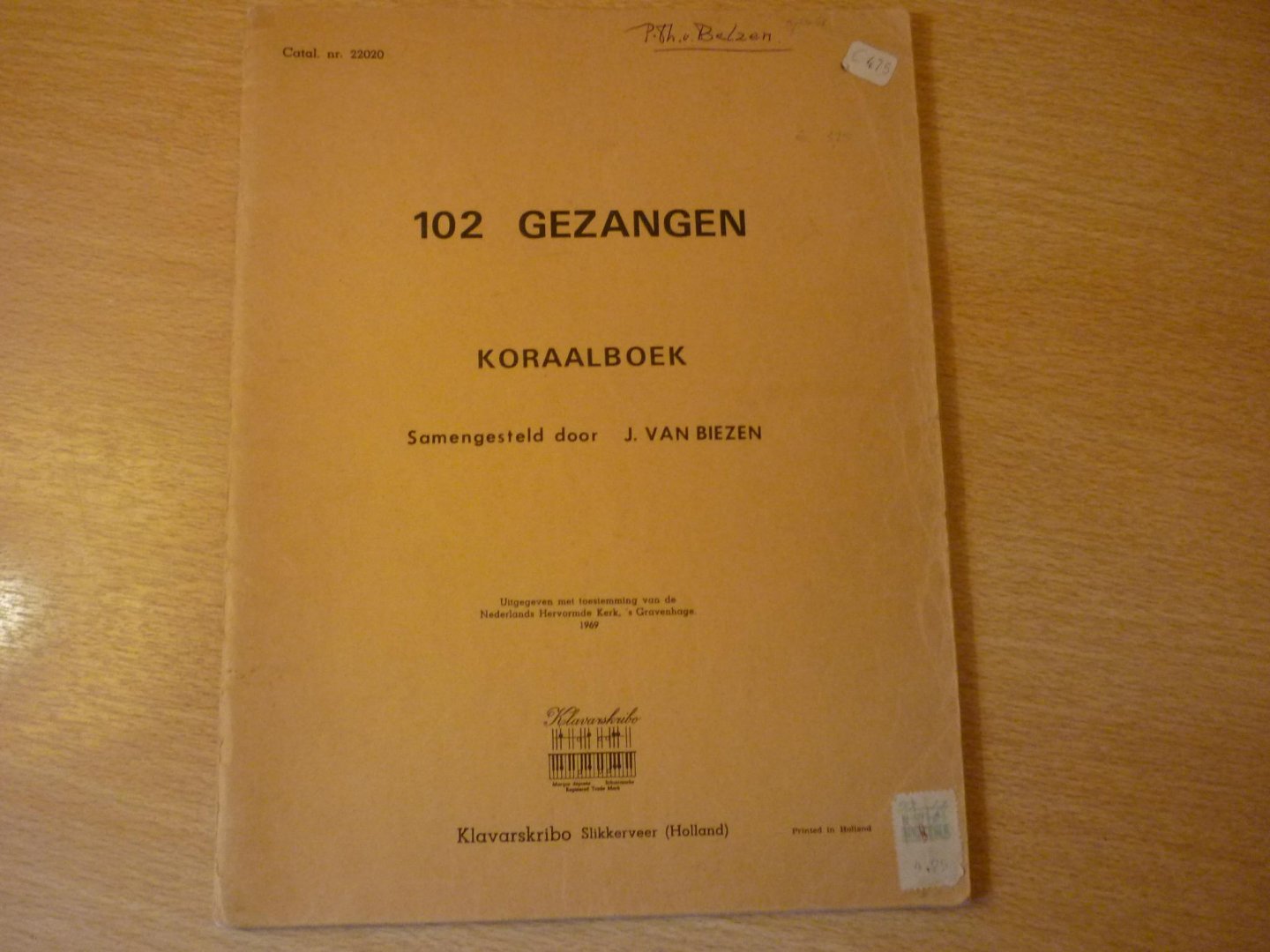 Biezen, J. van - 102 Gezangen; Koraalboek (Klavarskribo)