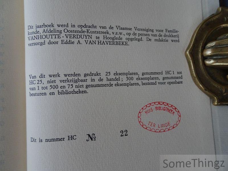 Eddie A. Van Haverbeke (red.) - Ostendiana IV, 1982. Jaarboek van de Vlaamse Vereniging voor Familiekunde Afdeling Oostende-Kuststreek. [Nr. 22 van 25 exemplaren.]