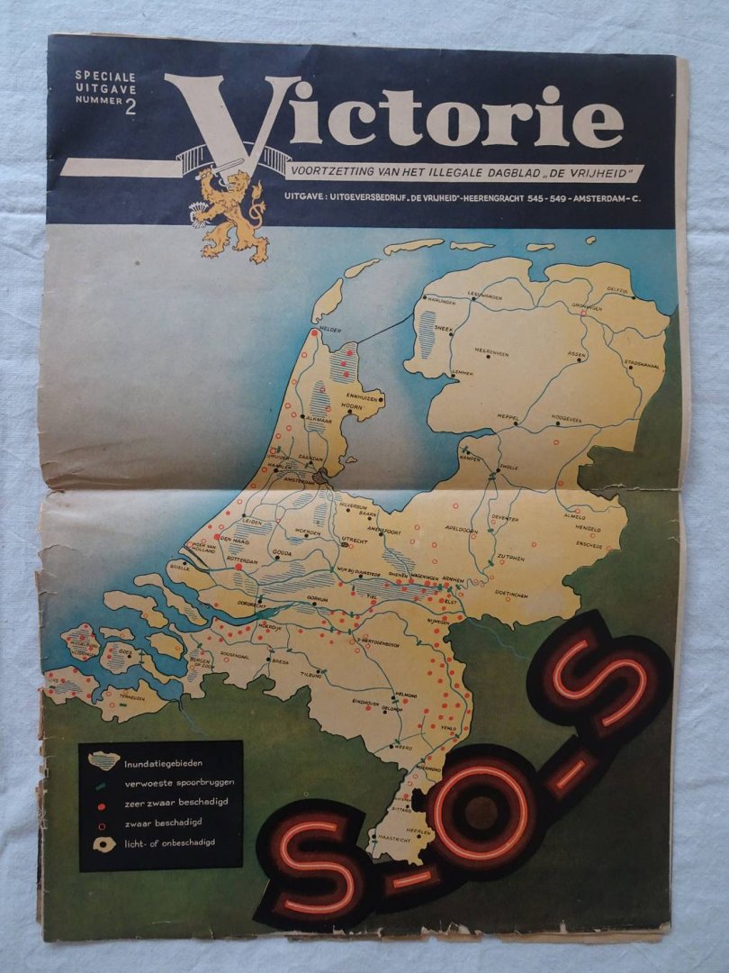 Winkler, Johan (red.). - Victorie. Voortzetting van het illegale dagblad "De Vrijheid". Speciale uitgave, nummer 2.