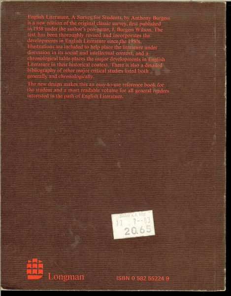 Burgess, Anthony - English Literature .. A Summary for Students