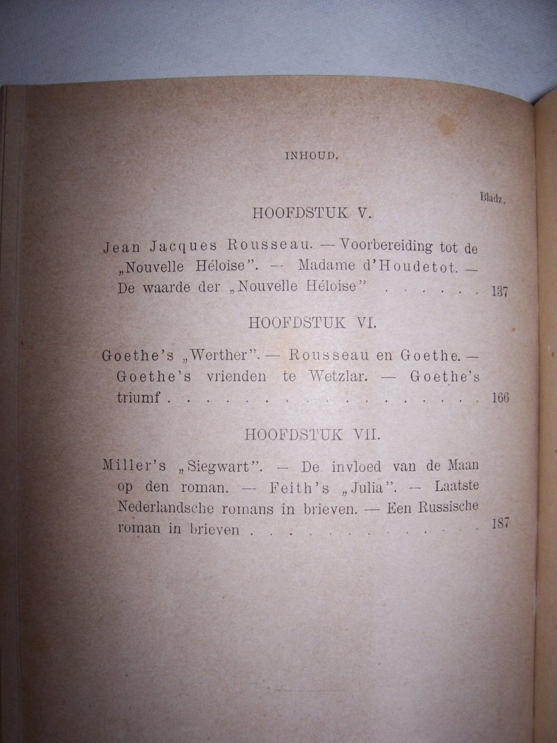Brink, Dr. Jan ten - De roman in brieven. 1740-1840 eene proeve van vergelijkende letterkundige geschiedenis