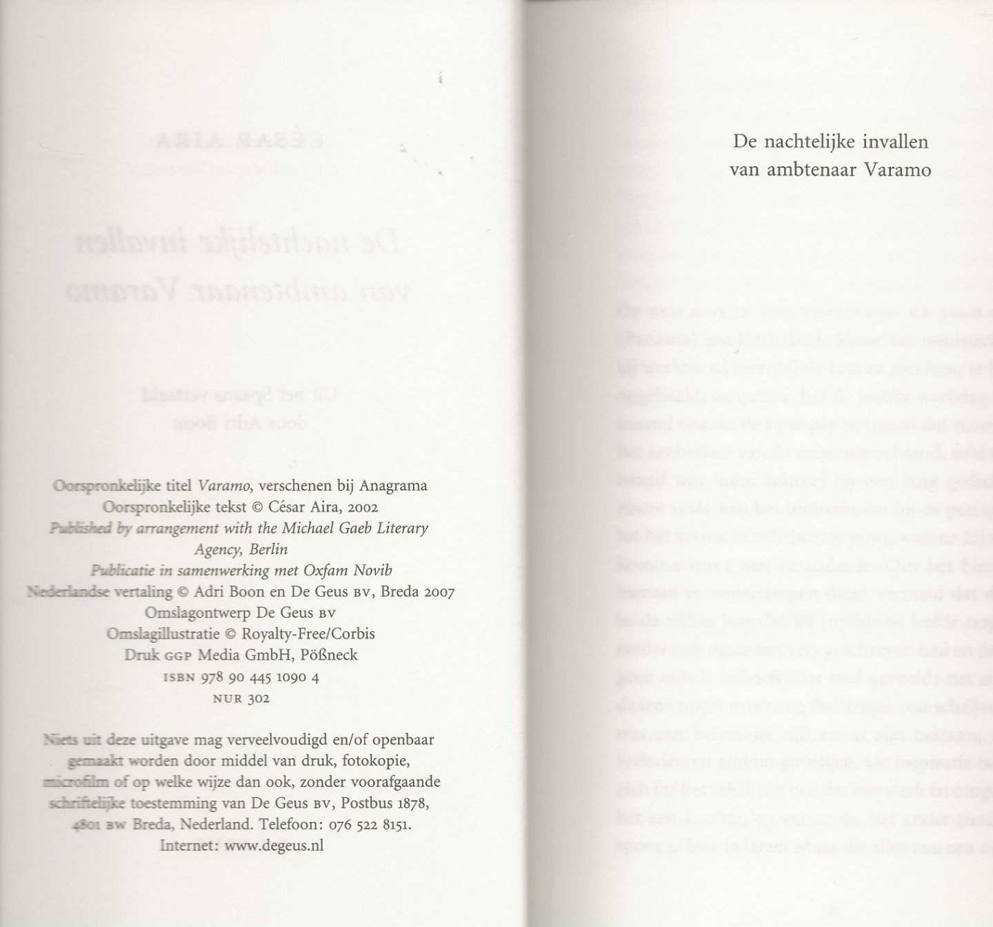 Aira, Cesar  [Argentinie 1949]   Uit het Spaans vertaald door Adri Boon - De nachtelijke Invallen van Ambtenaar Varamo