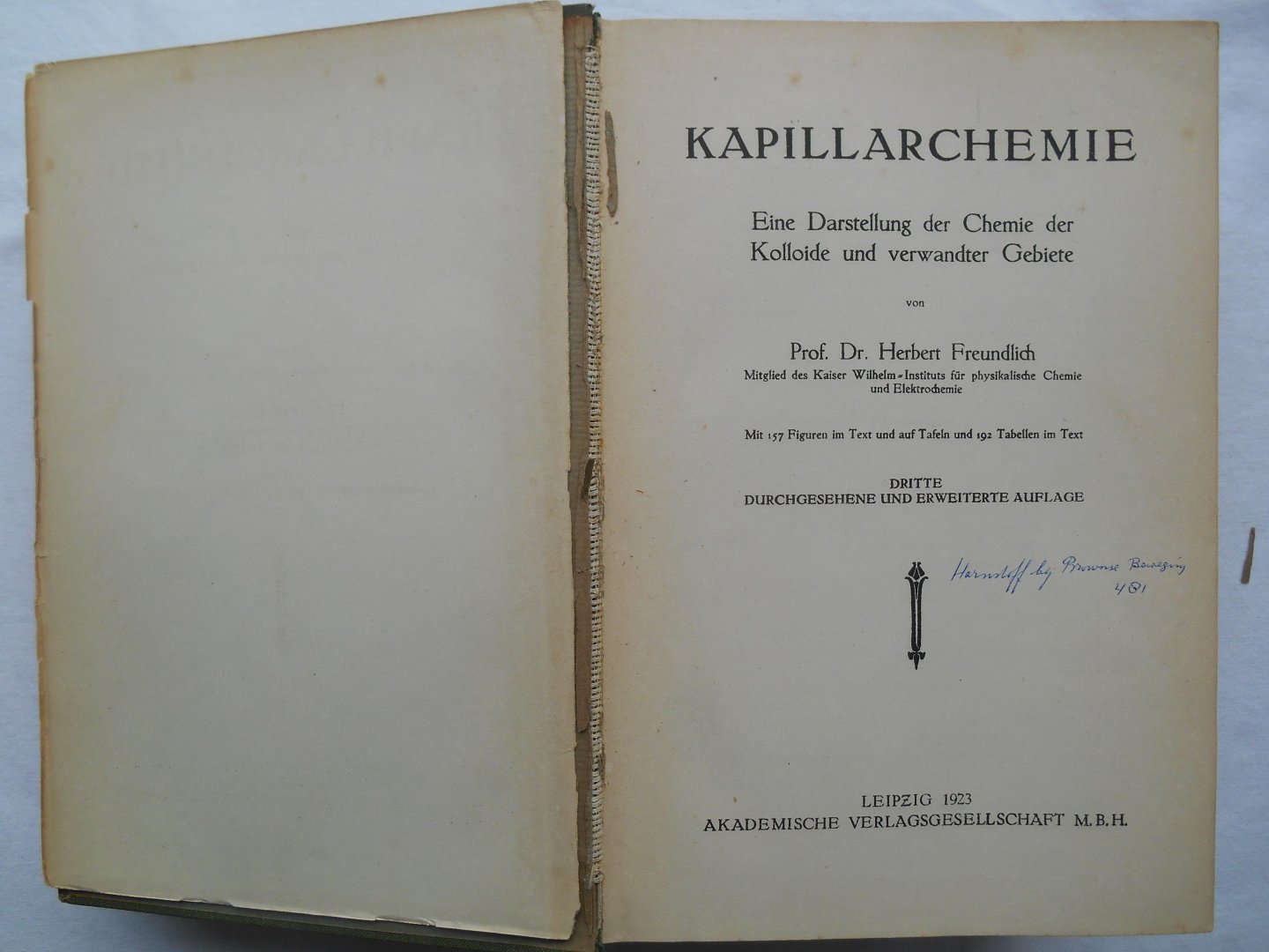 Freundlich, Prof. Herbert - Kapillarchemie