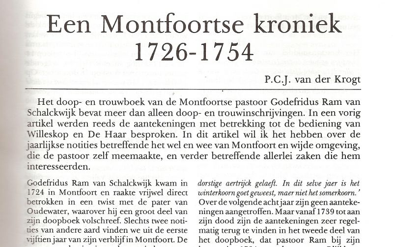 Krogt, Drs. P.C.J. van der - EEN MONTFOORTSE KRONIEK 1725-1754