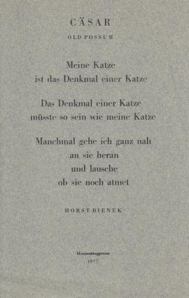 BIENEK, Horst - Cäsar. Old Possum. (Gedicht von Horst Bienek).