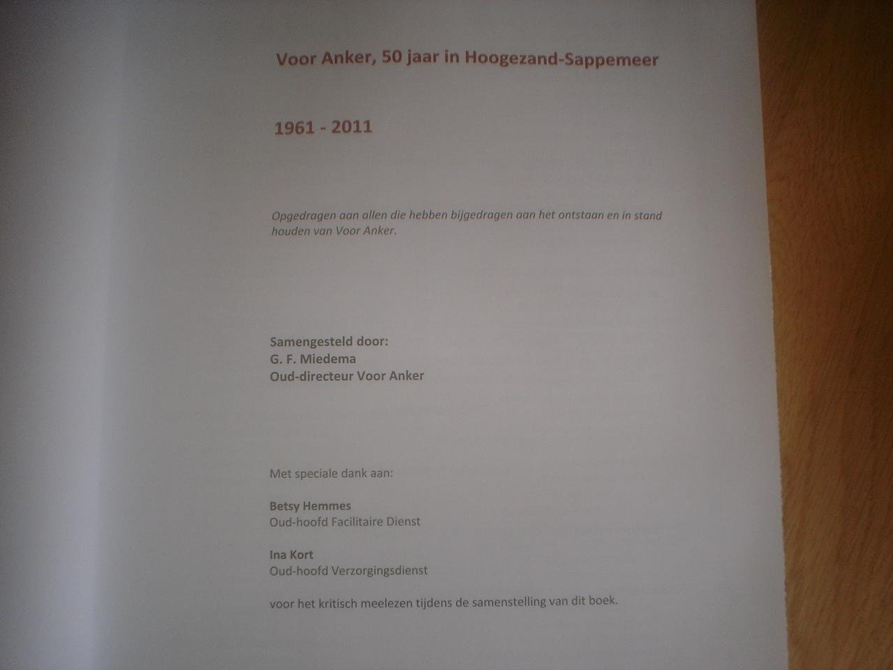 Goff F. Miedema - Voor anker : 50 jaar in Hoogezand-Sappemeer 1961-2011  + CD