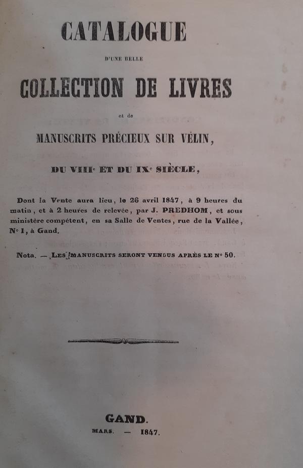 Verhulst en Predhom - Catalogue d'une très-belle collection de livres...