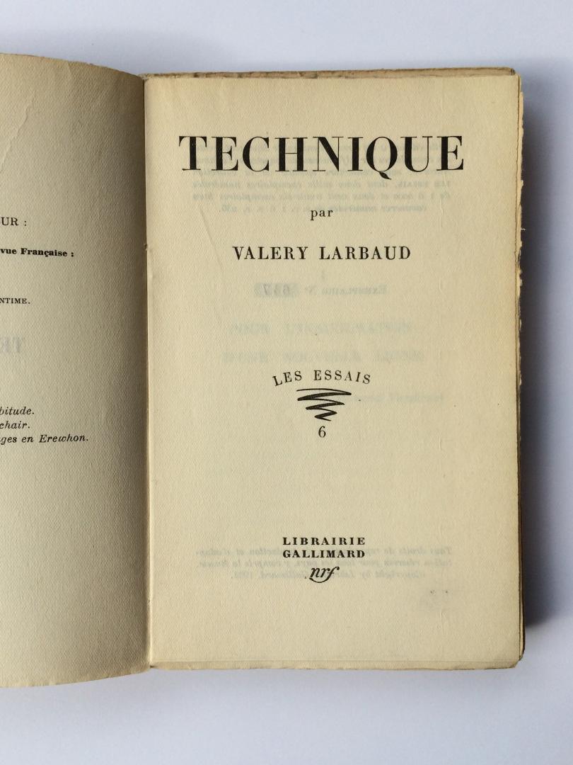Larbaud, Valery - Technique