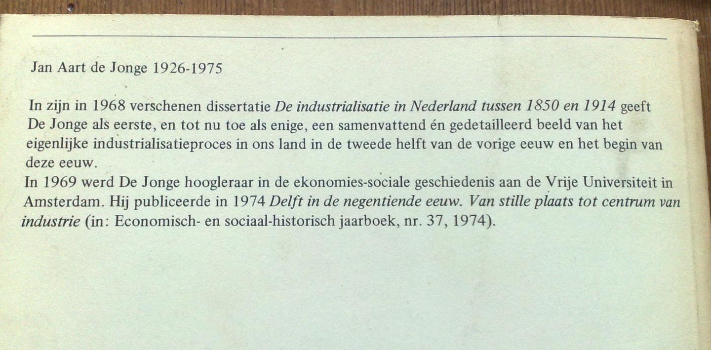 Jonge, J.A. de - De industrialisatie in Nederland.tussen 1850 en 1914
