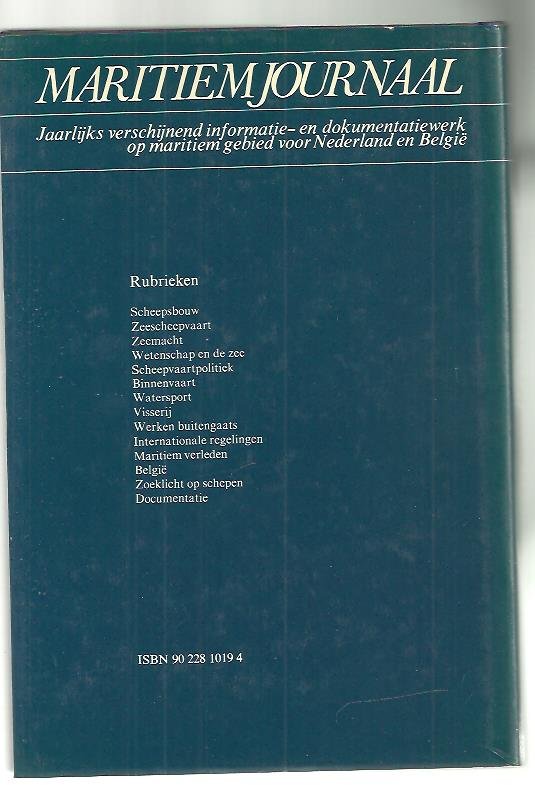 Jong, M. de  (red.) - Maritiem journaal 82 / Jaarlijks verschijnend informatie- en documentatiewerk op maritiem gebied voor Nederland en België