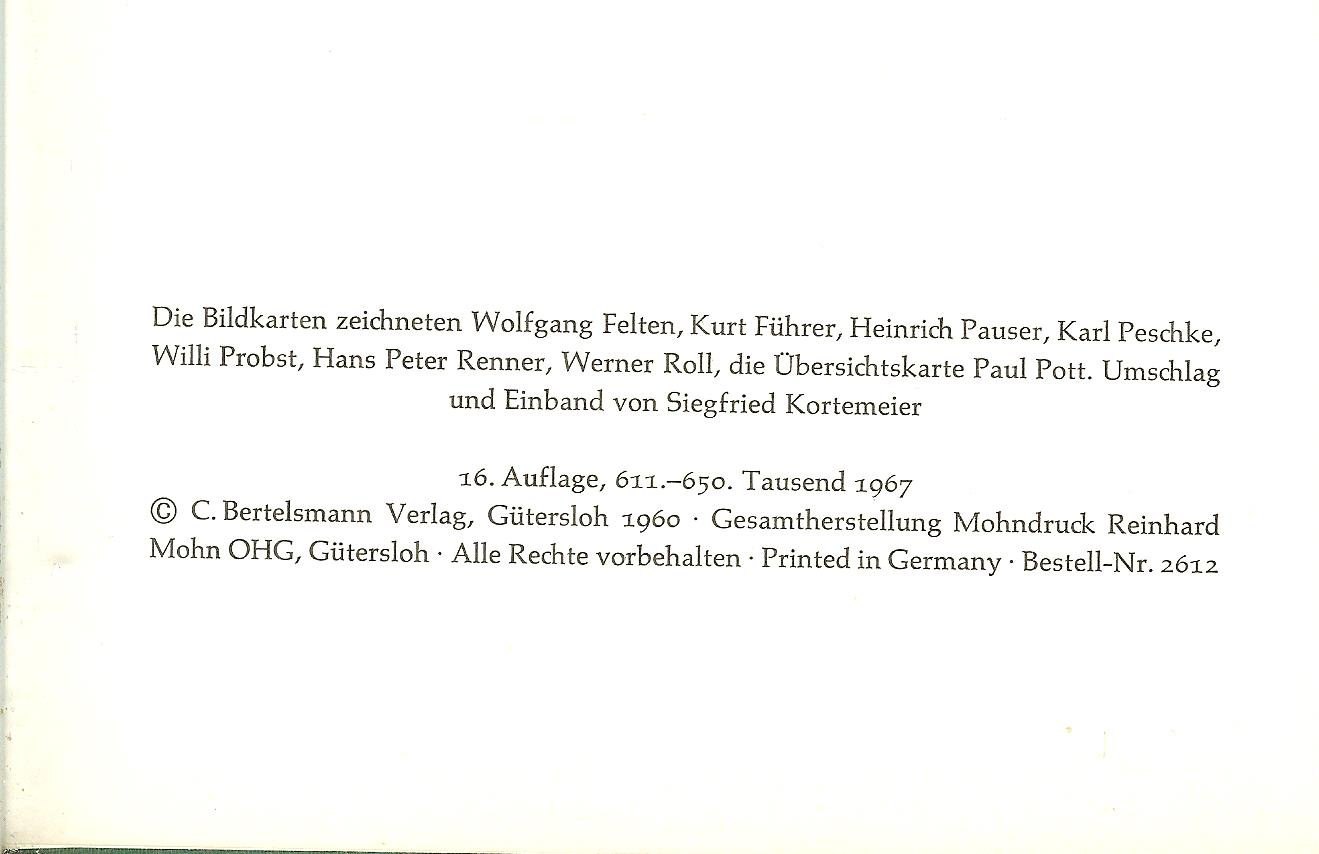 Heuss  Theodor  Die Bildkartenzeichneten Wolfgang Felten - Deutschland. Ein Hausbuch.