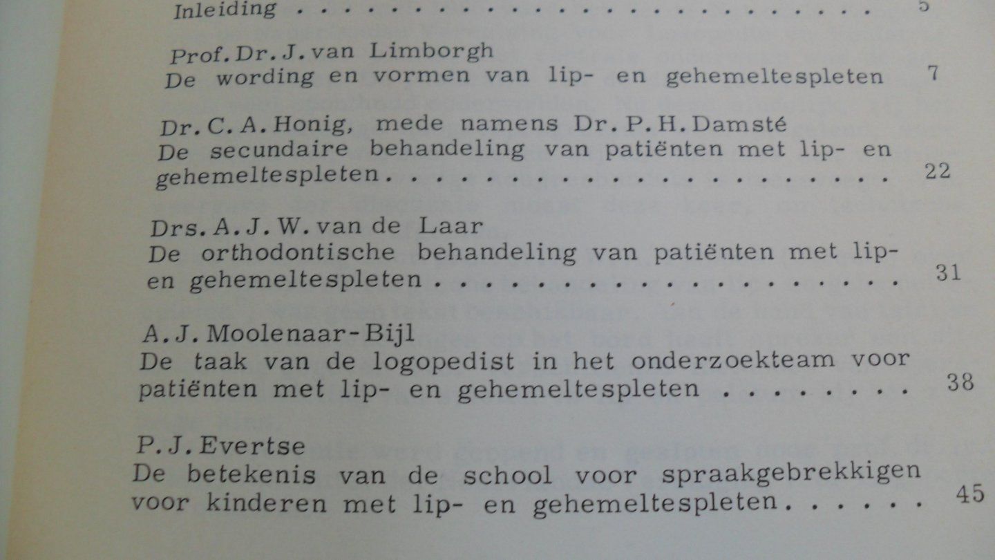 Limborgh/ Honig/ van de Laar/ Moolenaar/ Evertse - ASPECTEN VAN DE GEHEMELTESPLEET  (lezingen Amersfoort 1965)