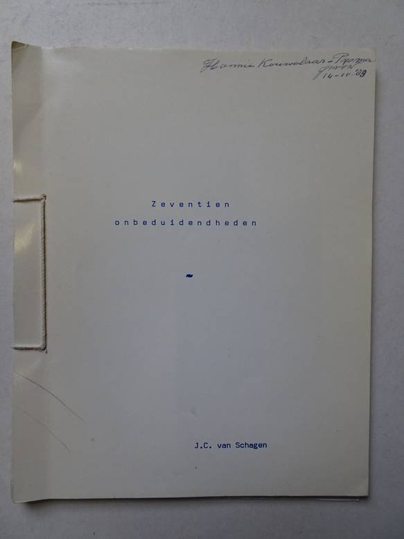 Schagen, J.C. van. - Zeventien onbeduidendheden.